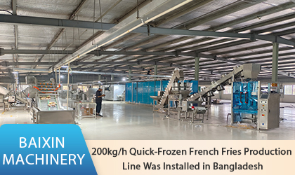 Installation d'une ligne de production de frites surgelées de 200 kg/h au Bangladesh.