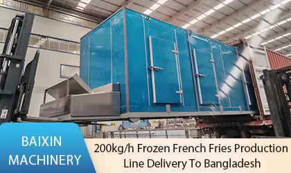 200kg/h Quick Frozen French Fries Production Line Delivery to Bangladesh